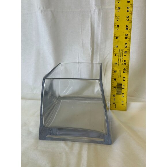 Modern Clear Glass Vase Geometric Design 6" Tall For Home Or Office Decor - Picture 2 of 2